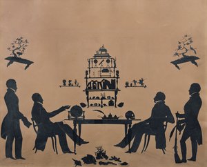 Profiilin kaltaiset (valkoiselle paperille liimattu musta paperi)